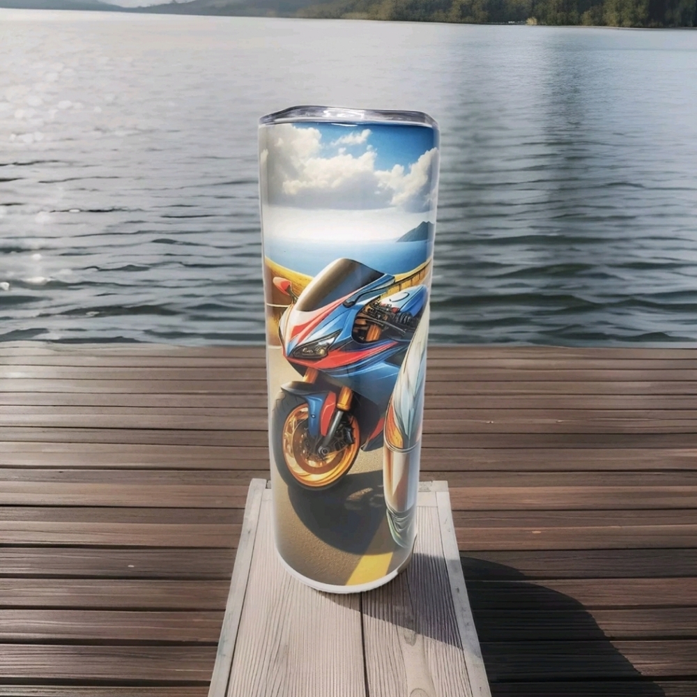 Colorful Racing Car 20oz Skinny Stainless Steel Tumbler – Handmade